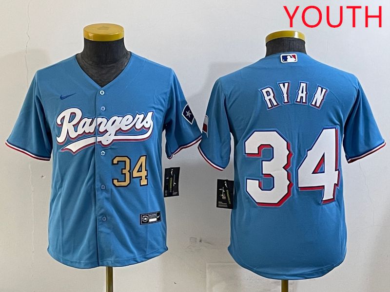 Youth Texas Rangers #34 Ryan Light Blue Game 2025 Nike MLB Jersey style 3->youth mlb jersey->Youth Jersey